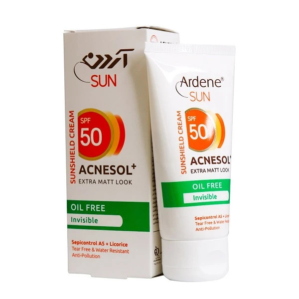 کرم ضد آفتاب بی رنگ آردن SPF 50 مدل ACNESOL مناسب انواع پوست حجم 50 میلی لیتر